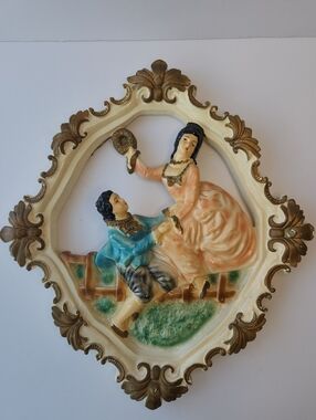 MCM Rococo Gilded Chalkware  Hanging Plaque